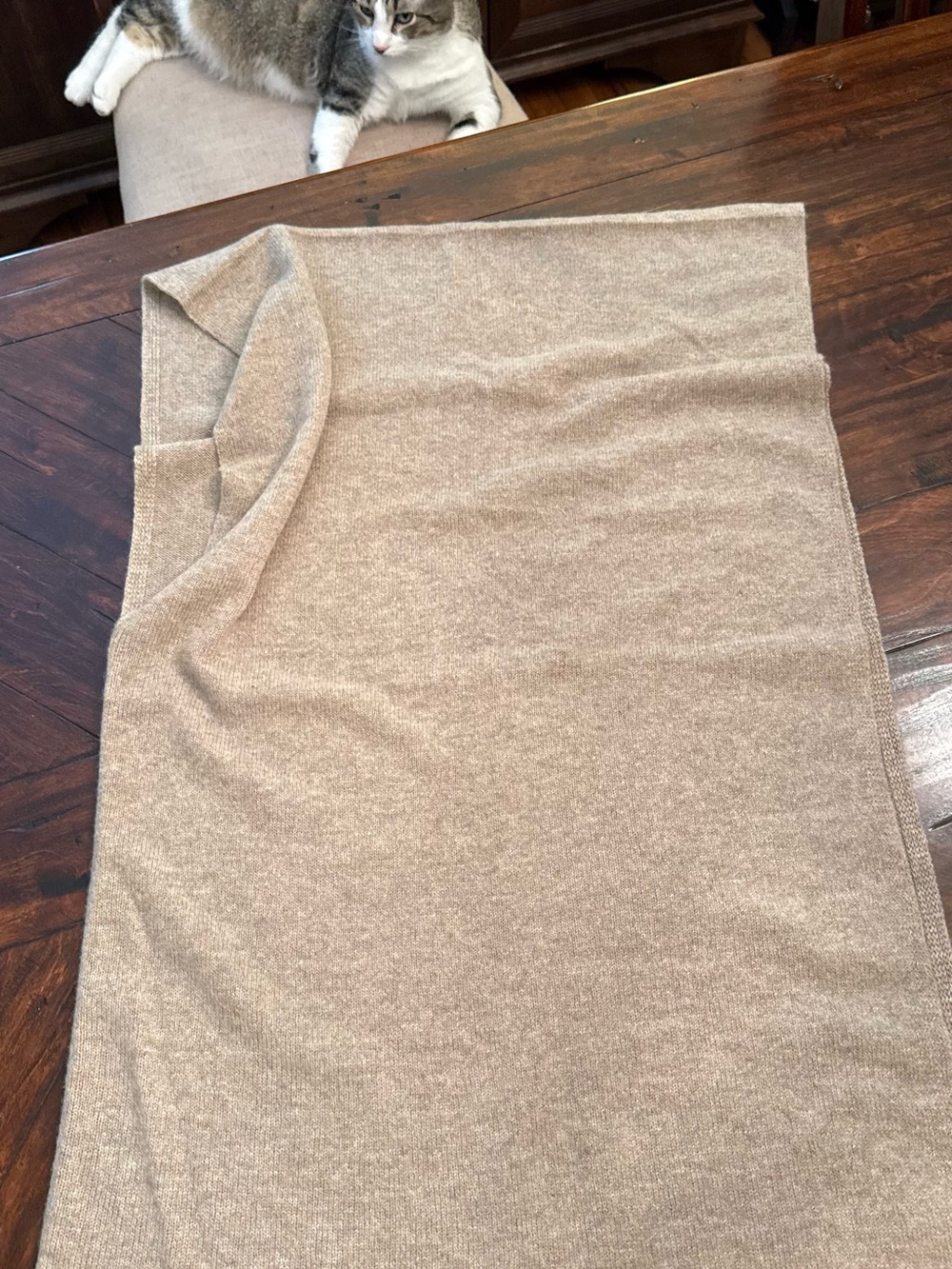 Soft Taupe Knit 100% cashmere Wrap Scarf for Women